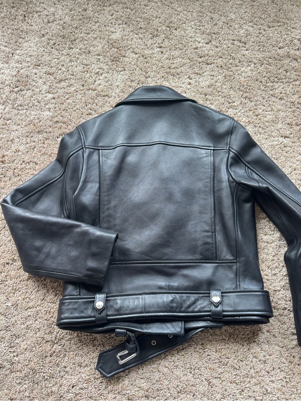 Acne Studios Black Leather Biker Jacket with Silver Hardware - Picture 2 of 8